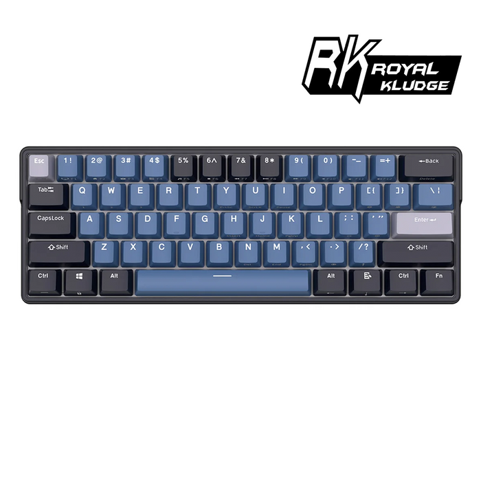 Royal Kludge RK61Plus Tri-Mode RGB Mechanical Keyboard - Black/White Sky Cyan Linear