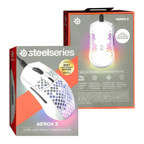 SteelSeries Wired Aerox 3 Gaming Mouse - Snow [62603]