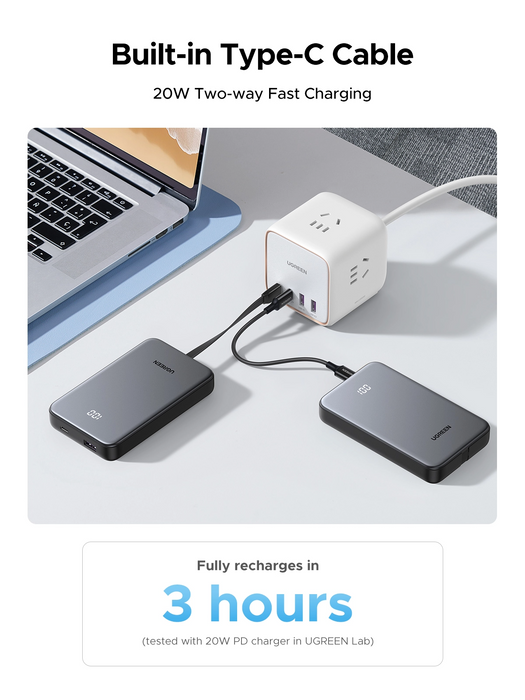 UGreen 10000mAh Power Bank with Built-in Cable [PB526/75161B]