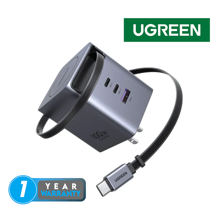 UGreen Nexode Pro 100W GaN Fast Charger w/ Type C Retractable Cable [X616/65827]