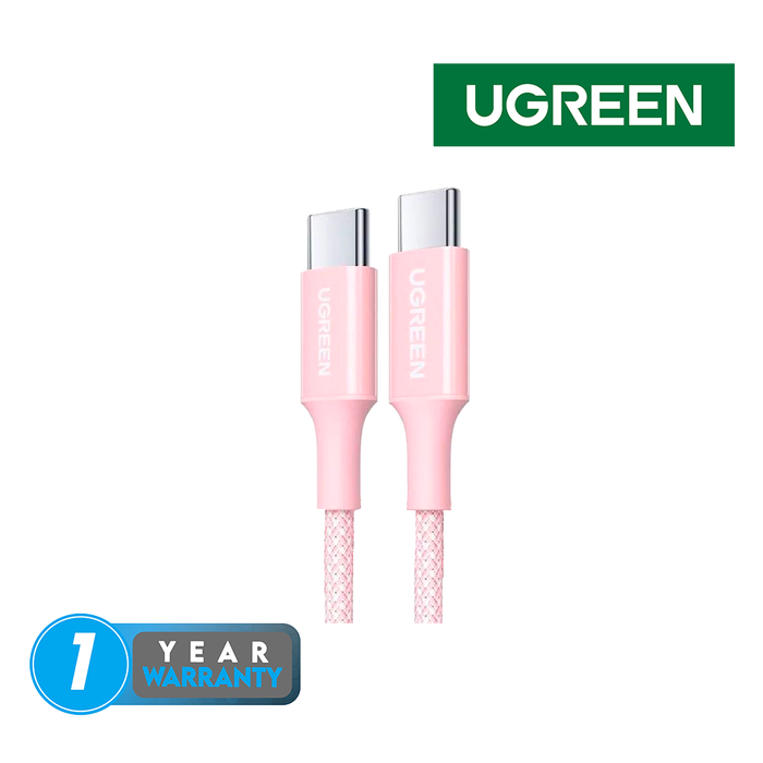 UGreen USB Type-C to USB-C 3A/60W Braided Cable - Pink [L501/35441]