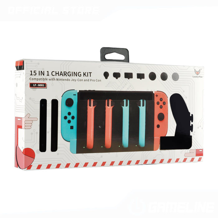 Lucky Fox 15 in 1 Charging Kit Compatible with Joy-Con and Pro Controller