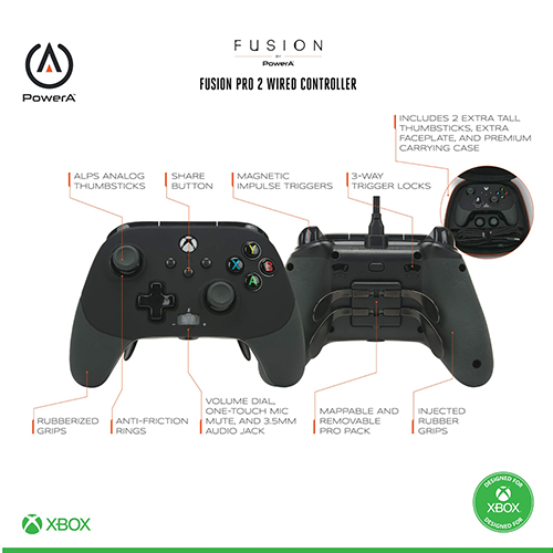 PowerA Wired Fusion Pro 2 Controller for Xbox - Black