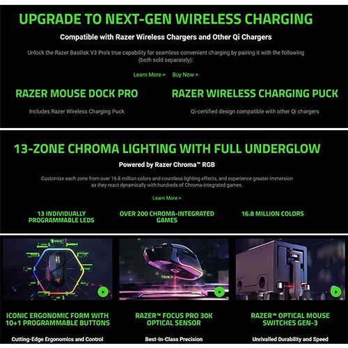 Razer Wireless Basilisk V3 Pro Egonomic Gaming Mouse - Black [01-04620100-R3A1]