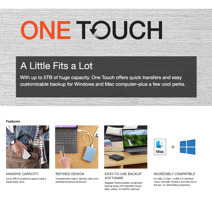 Seagate One Touch Slim - 1TB Black