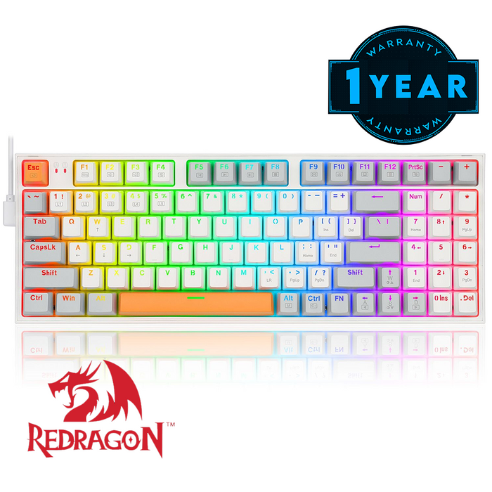 Redragon Wired K636 GWO RGB KITAVA V2 Mechanical Gaming Keyboard - White Grey