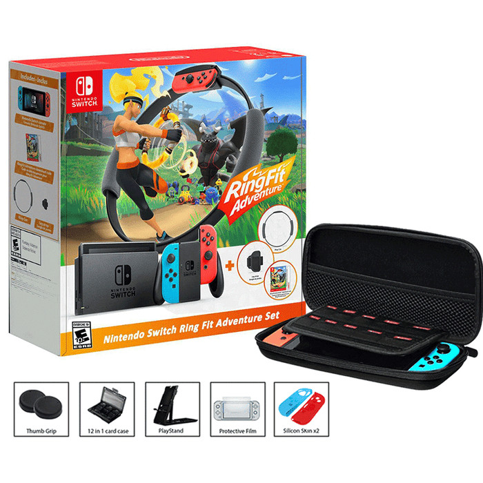 Nintendo Switch V2 Console with Ringfit Bundle - Neon Blue Red (PXT)