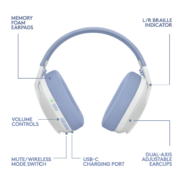 Logitech G435 Wireless Lightspeed Gaming Headset - Off White Lilac